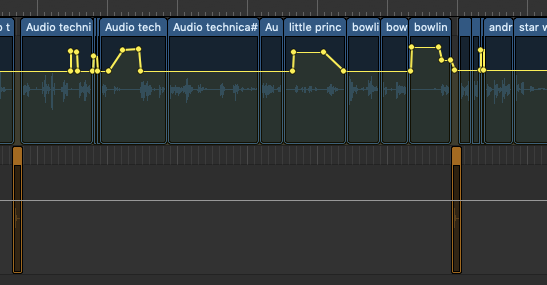 Screenshot of audio levels in GarageBand